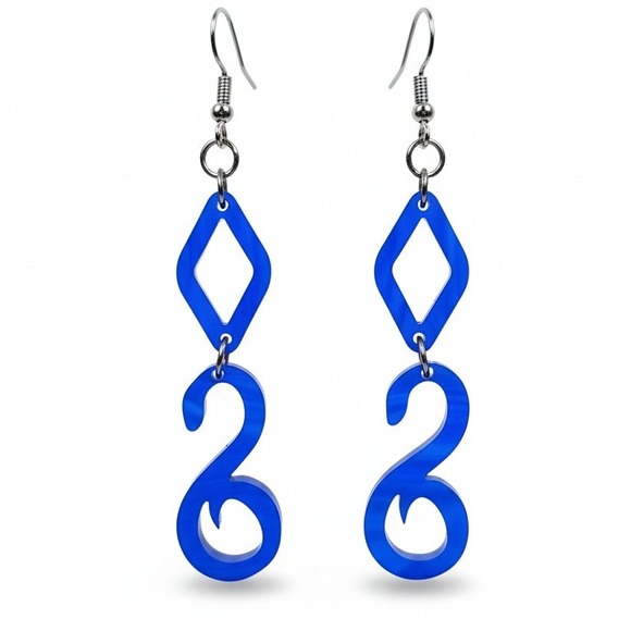 Jewelry - Vibrant Blue Diamond & Snake Dangle Earrings for Women‎ Unique Statement Jewelry